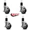 Service Caster 4'' Black Poly Swivel 1-3/4'' Expanding Stem Caster Set with Brake, 4PK SCC-EX20S414-PPUB-BLK-TLB-134-4 - alternate 4